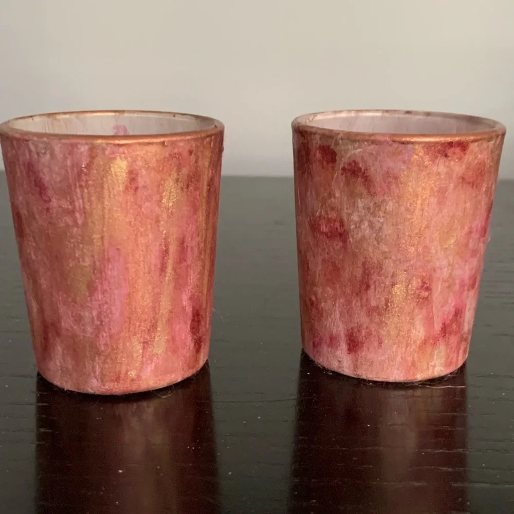 Hand Painted Votive Candle Holder Set - Picture 1 of 8